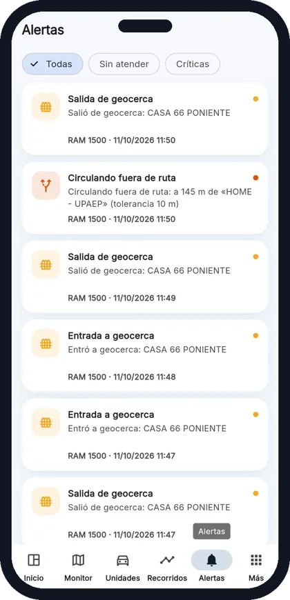 App LOKTRAK GPS: Alertas push